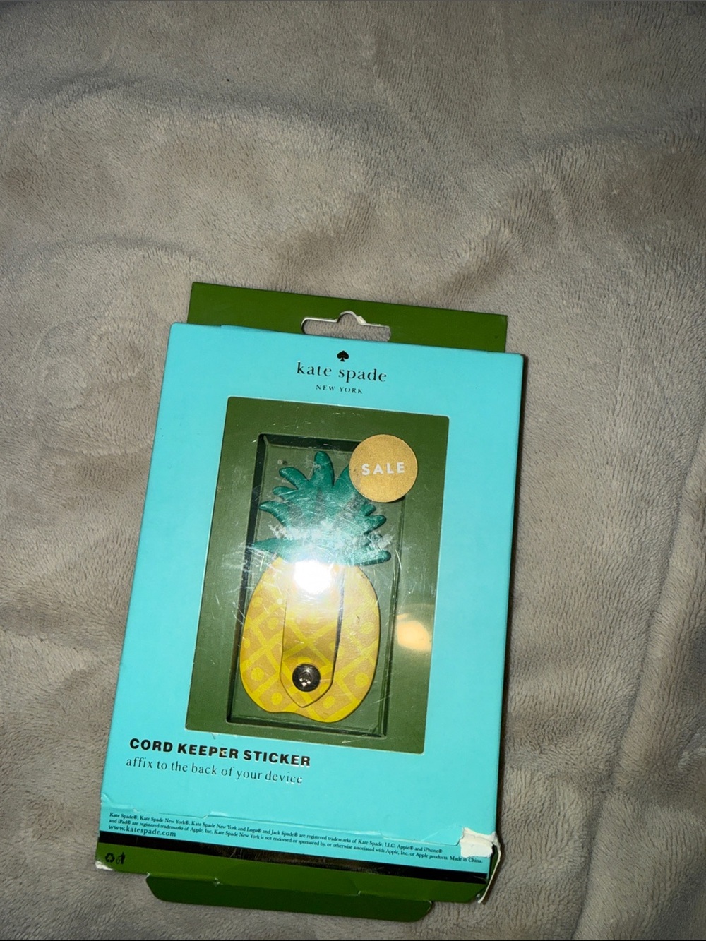 NWT kate spade Yellow Pineapple Cord Keeper Sticker